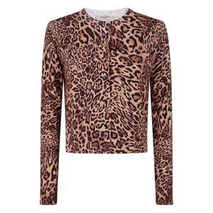 TWIN-SET Women's Leopard Print Cardigan Women BROWN Sweaters & Knitwear